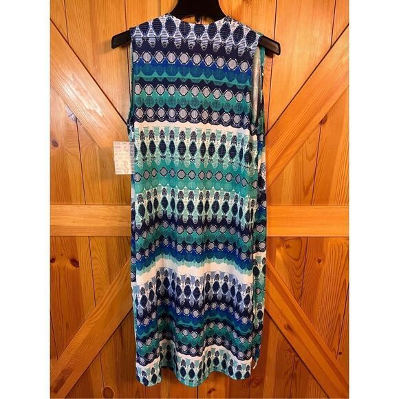 LuLaRoe Joy Long Cardigan Duster Vest Size Small Aqua/Blue Sleeveless Open Front - Picture 5 of 5